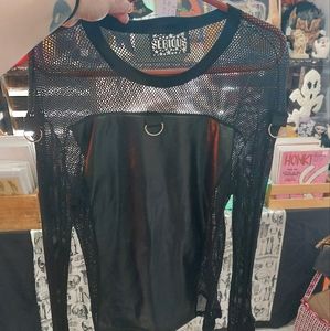 Vintage goth serious fishnet shirt size med